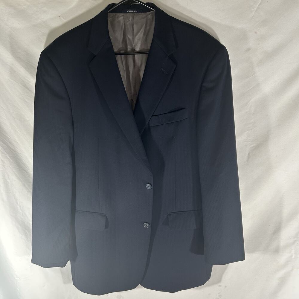 Hart Schaffner‎ Marx Navy Blazer Sport Coat Mens 44R Made in USA Macy's Store